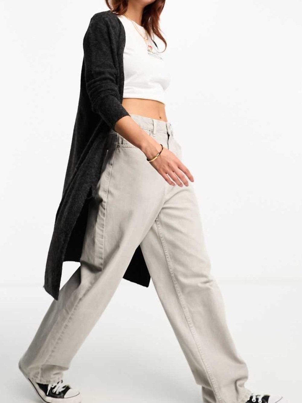 Vero Moda *ALPACA WOOL* Oversize Duster Open Pocket Cardigan - Charcoal Gray XS